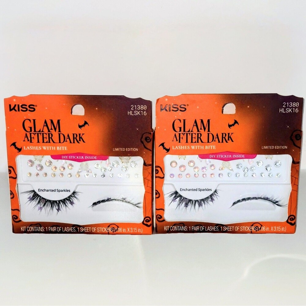 KISS Eyelashes 2 Pair Glam After Dark Limited Edition Face/Eye Gem Stickers NEW
